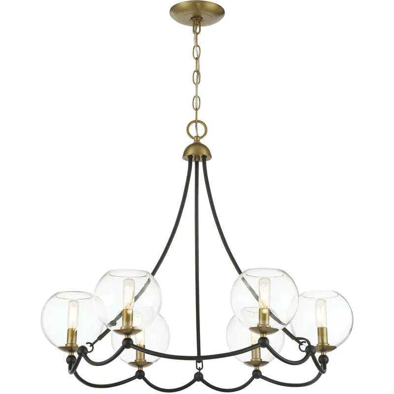 Vantage Kearney Park 6 Light 29 inch Coal and Soft Brass Chandelier Ceiling Light Limited Offer