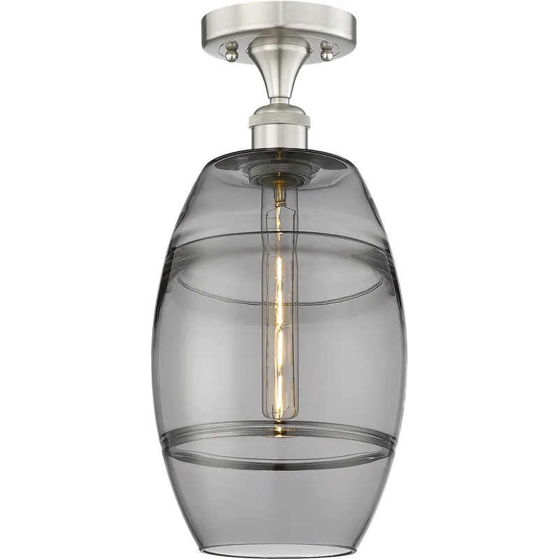Edison Vaz 1 Light 8 inch Brushed Satin Nickel Semi-Flush Mount Ceiling Light Buy Online