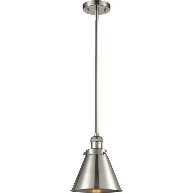 Franklin Restoration Appalachian 1 Light 8 inch Brushed Satin Nickel Mini Pendant Ceiling Light in Incandescent, Franklin Restoration Hassle-Free Returns