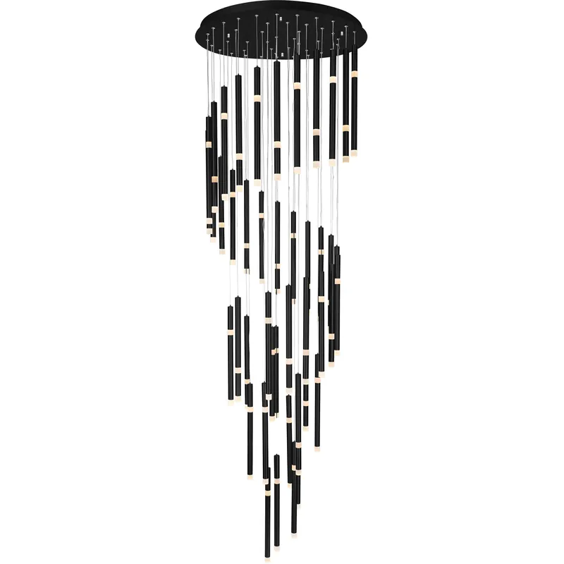 Flute LED 30 inch Black Chandelier Ceiling Light Authentic