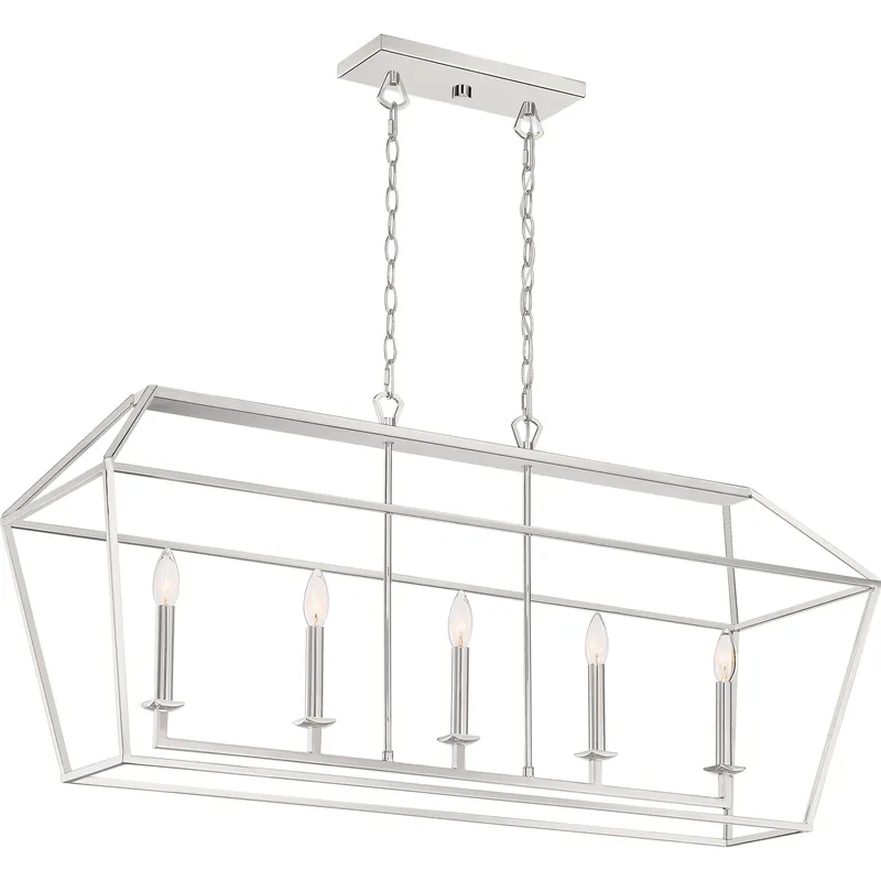 Warranty Included Aviary 5 Light 42 inch Polished Nickel Island Chandelier Ceiling Light