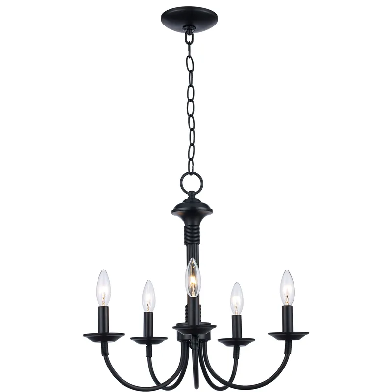 Candle 5 Light 19 inch Black Chandelier Ceiling Light Limited Offer