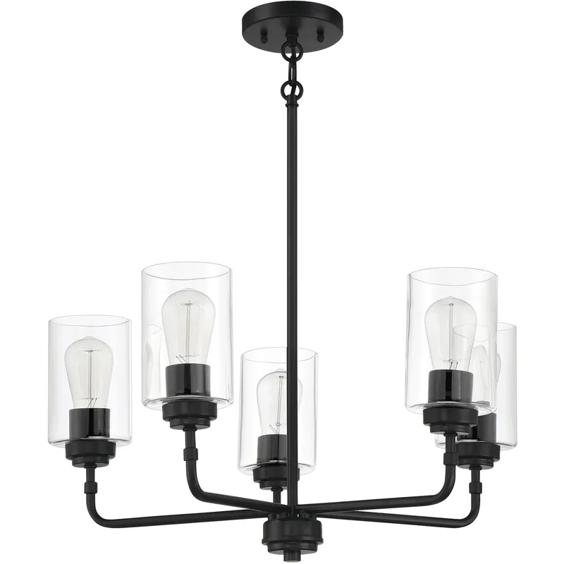 Stowe 5 Light 23 inch Flat Black Chandelier Ceiling Light Top Rated