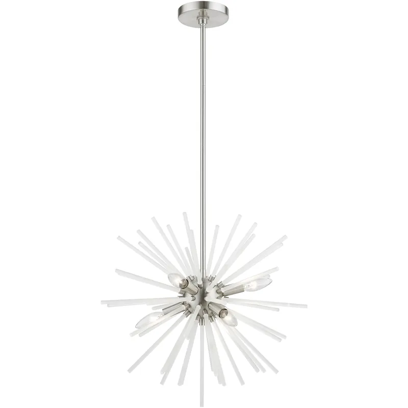 Place Order Uptown 6 Light 20 inch Brushed Nickel Pendant Chandelier Ceiling Light