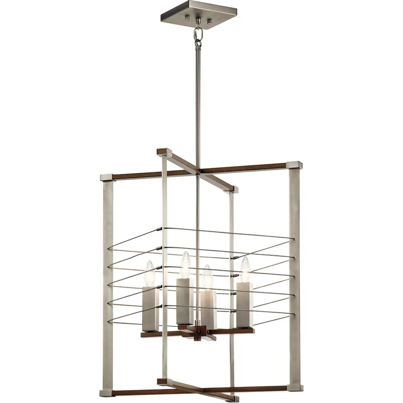 Lente 4 Light 17 inch Brushed Nickel Foyer Pendant Ceiling Light Cheap