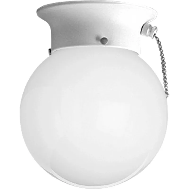 Glass Globes 1 Light 6 inch White Flush Mount Ceiling Light in Pull-Chain Switch Exclusive Offer