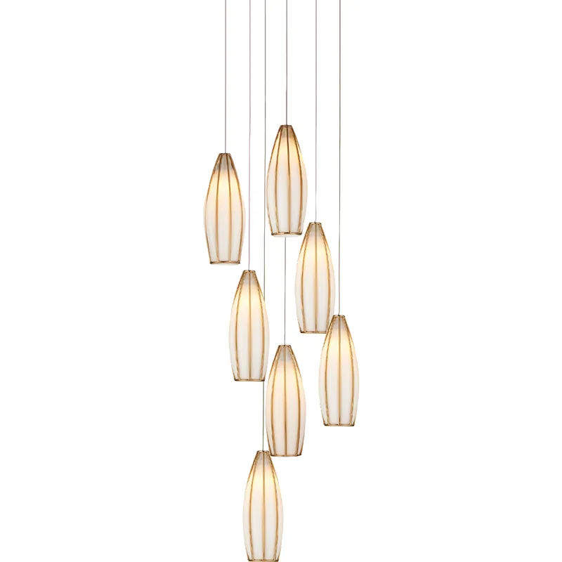 Professional Grade Parish 7 Light 13 inch White/Antique Brass/Silver Multi-Drop Pendant Ceiling Light