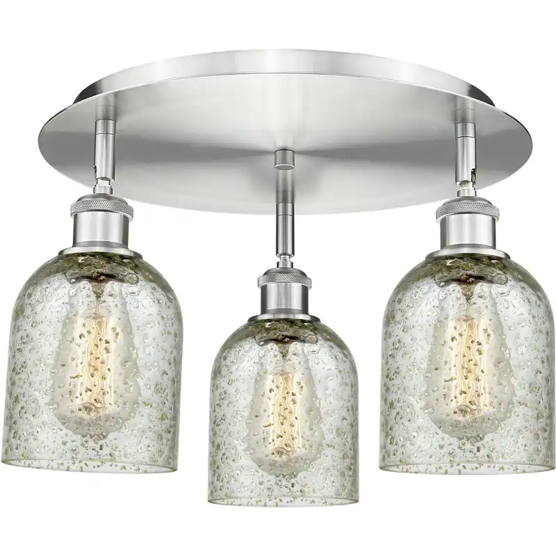 Caledonia 3 Light 16.75 inch Satin Nickel Flush Mount Ceiling Light in Mica Popular