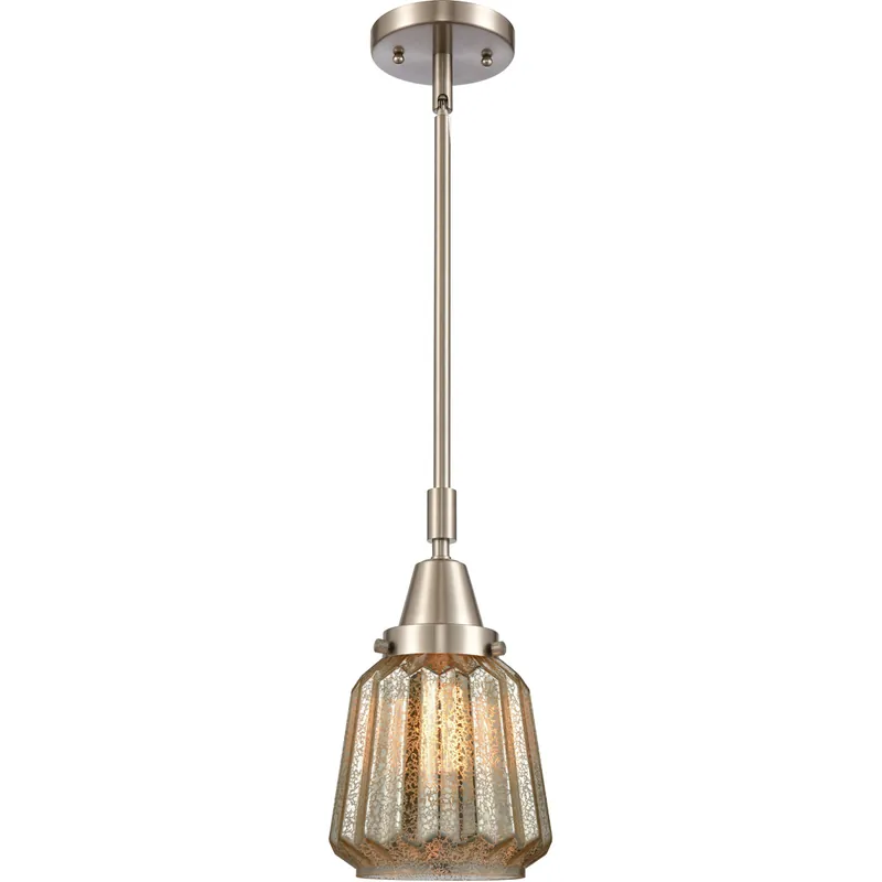 Franklin Restoration Chatham 1 Light 6 inch Brushed Satin Nickel Mini Pendant Ceiling Light in Mercury Glass Free Shipping