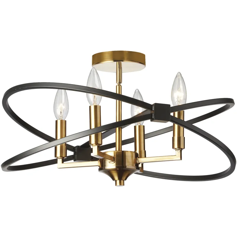 Paloma 4 Light 18 inch Vintage Bronze with Matte Black Semi-Flush Mount Ceiling Light in Vintage Brass and Matte Black Save Now
