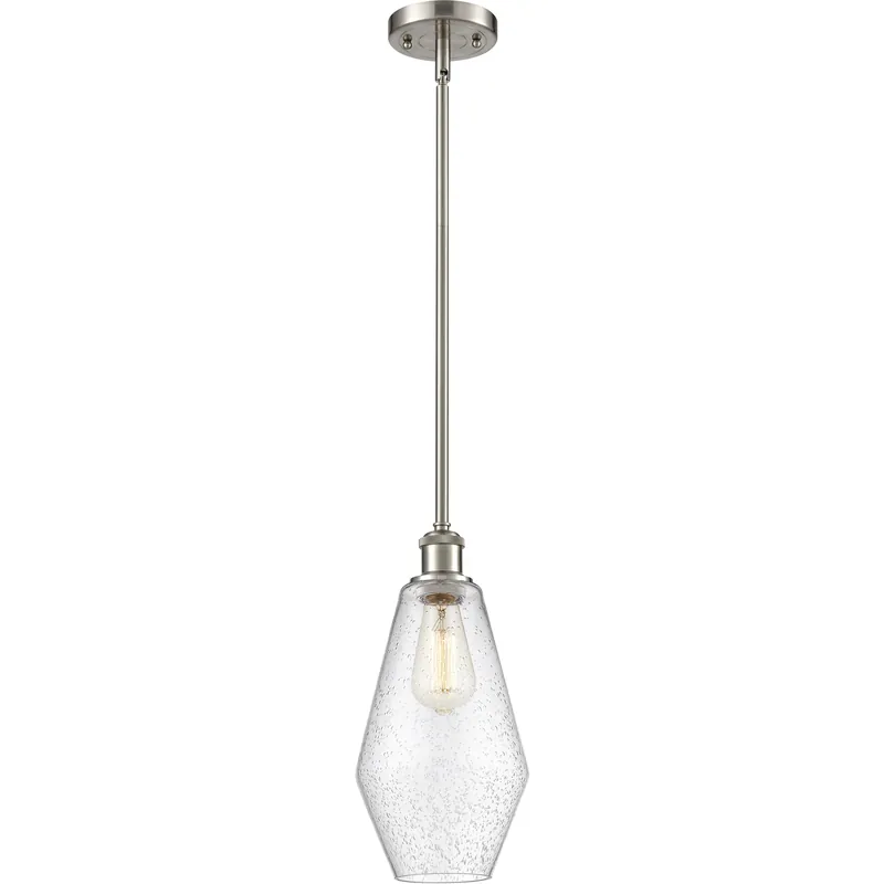 Genuine Ballston Cindyrella 1 Light 7 inch Brushed Satin Nickel Mini Pendant Ceiling Light in Incandescent, Seedy Glass