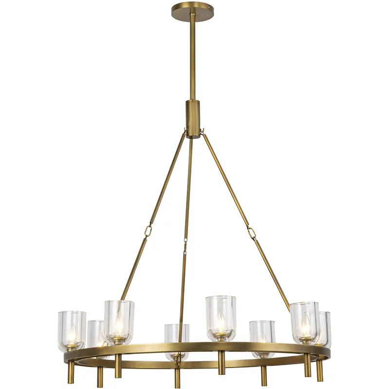 Lucian 8 Light 36.13 inch Vintage Brass Chandelier Ceiling Light in Clear Glass Today Only