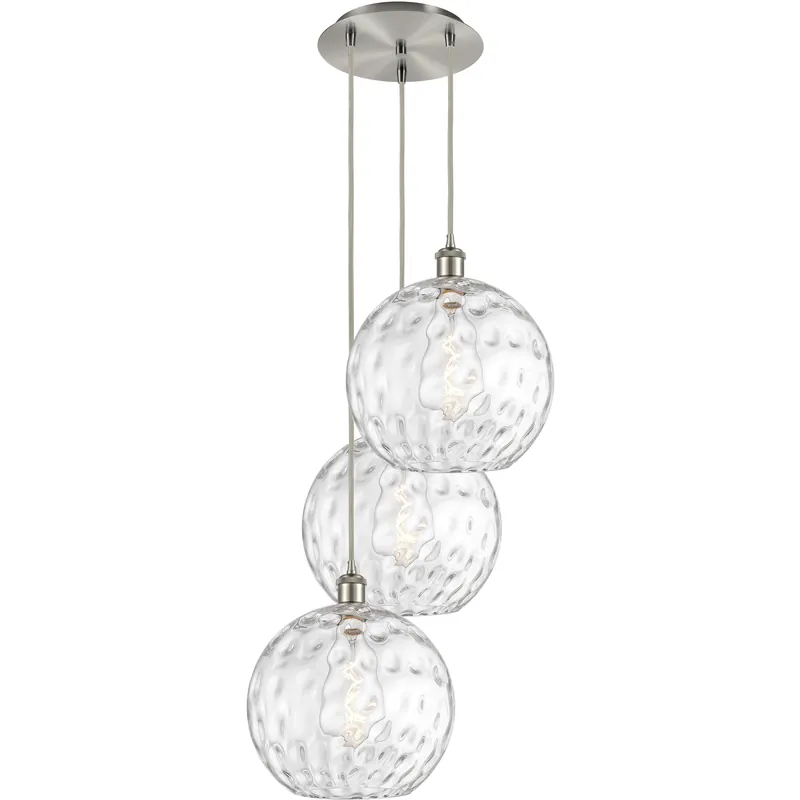 Ballston Athens Water Glass 3 Light 19 inch Brushed Satin Nickel Multi-Pendant Ceiling Light Free Shipping