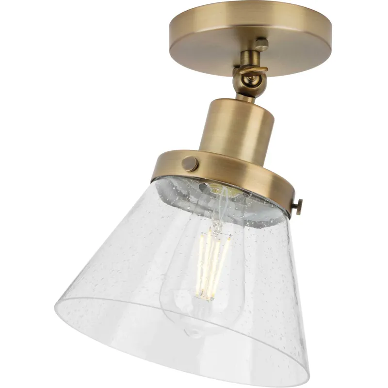 Shop Now Hinton 1 Light 8 inch Vintage Brass Flush Mount Ceiling Light