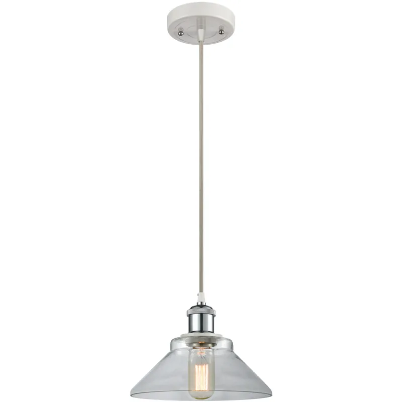 Don’t Miss Out Ballston Orwell LED 8 inch White and Polished Chrome Mini Pendant Ceiling Light in Clear Glass, Ballston