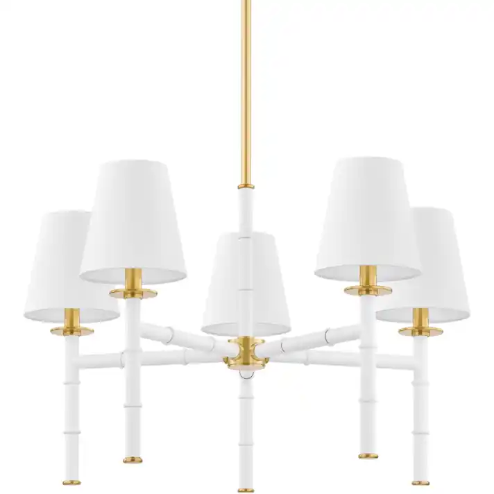 Banyan 5 Light 28 inch Aged Brass and Soft White Chandelier Ceiling Light Top Pick