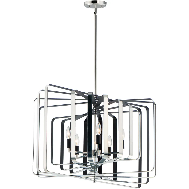 Radial 5 Light 30 inch Polished Nickel/Black Multi-Light Pendant Ceiling Light in Polished Nickel and Black Hot Deal