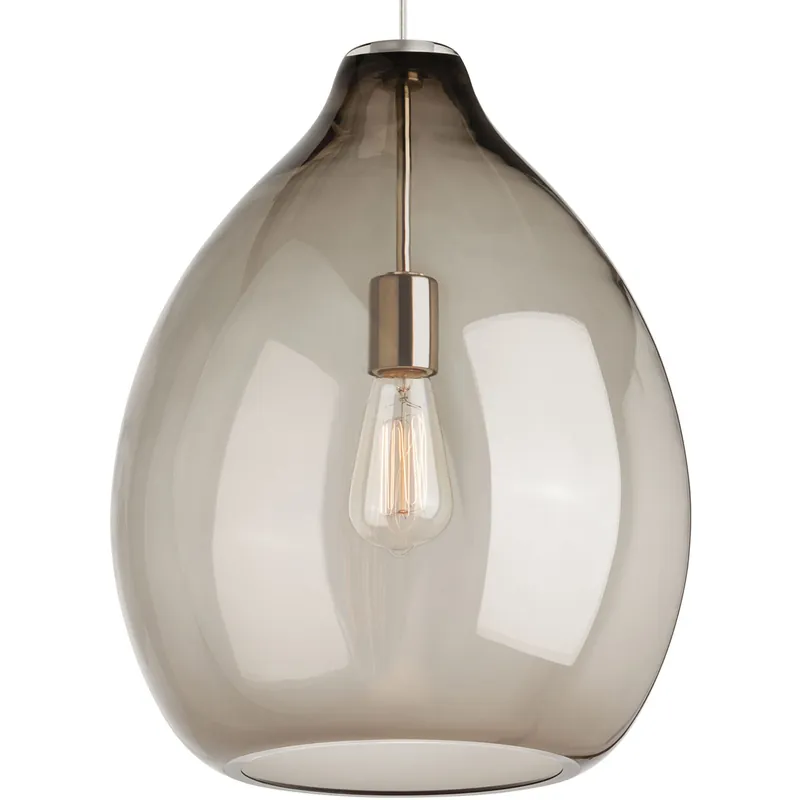 Budget Quinton 1 Light 16 inch Satin Nickel Pendant Ceiling Light in Incandescent, Smoke Glass