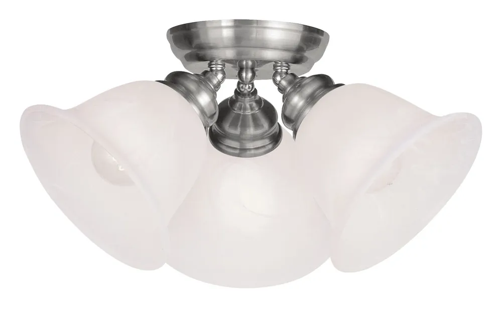 Essex 3 Light 15 inch Brushed Nickel Semi-Flush Mount Ceiling Light Shop Now