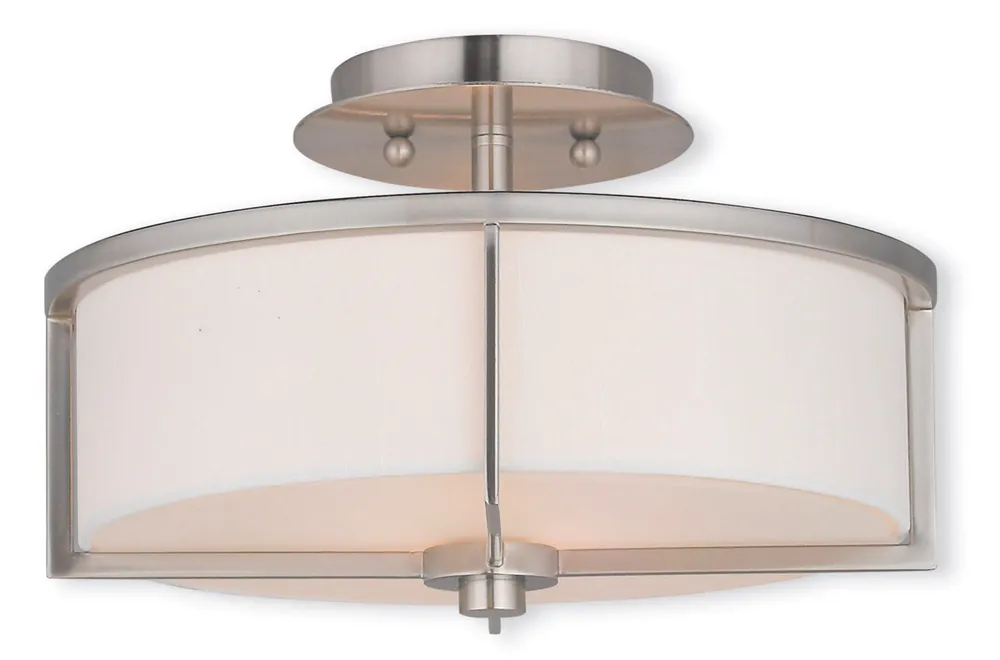 Don’t Miss Out Wesley 2 Light 13 inch Brushed Nickel Semi-Flush Mount Ceiling Light