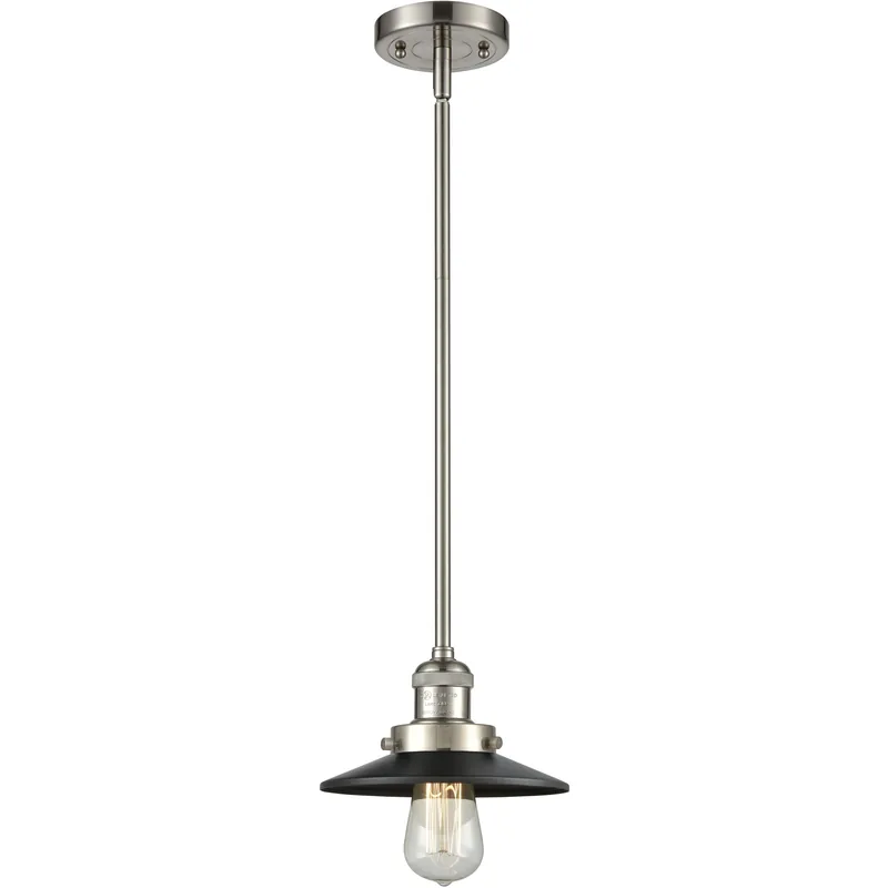 Franklin Restoration Railroad 1 Light 8 inch Brushed Satin Nickel Mini Pendant Ceiling Light in Incandescent, Matte Black Big Sale