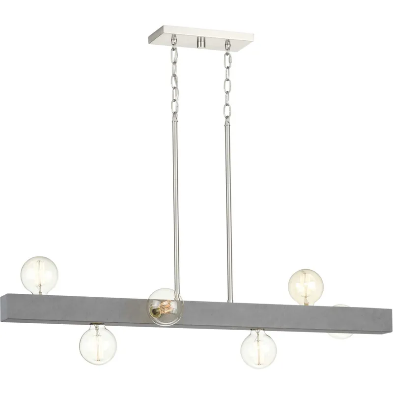 Handmade Mill Beam 6 Light 42 inch Brushed Nickel Island Chandelier Ceiling Light