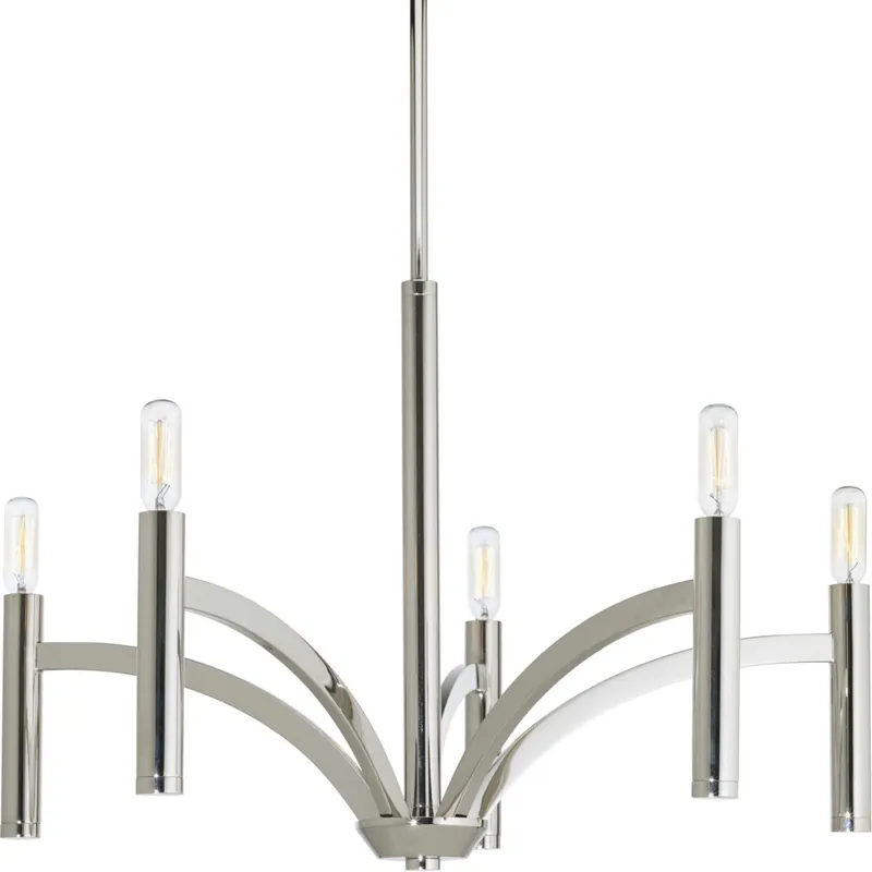 No Minimum Order Elizabethtown 5 Light 25 inch Polished Nickel Chandelier Ceiling Light