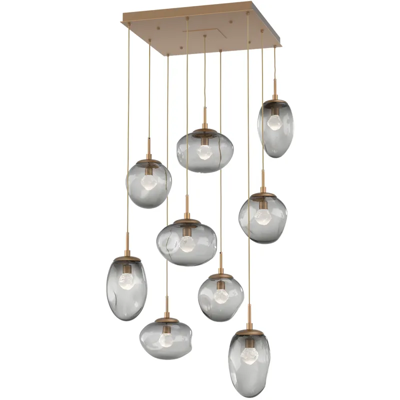 Cosmos LED LED 32 inch Novel Brass Chandelier Ceiling Light, Square Multi-Port Popular