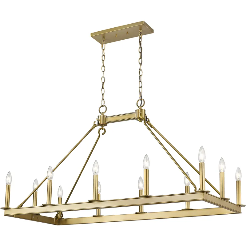 Barclay 12 Light 45 inch Olde Brass Linear Chandelier Ceiling Light Hot Picks