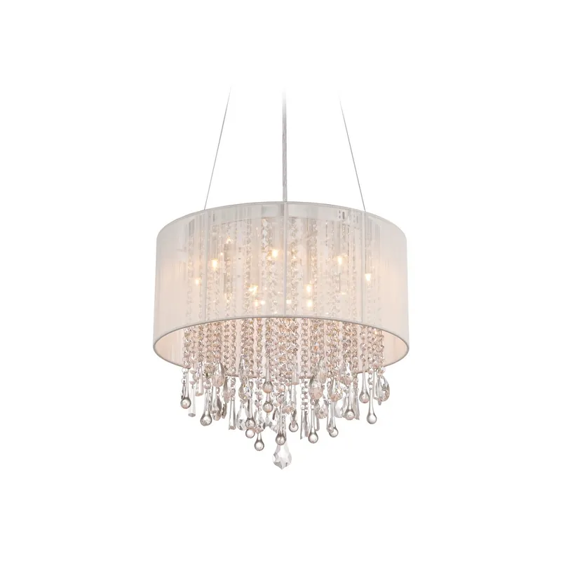 Beverly Dr. LED 32 inch White Silk String Dual Mount / Flush / Hanging Ceiling Light, Convertible to Hanging Must Have