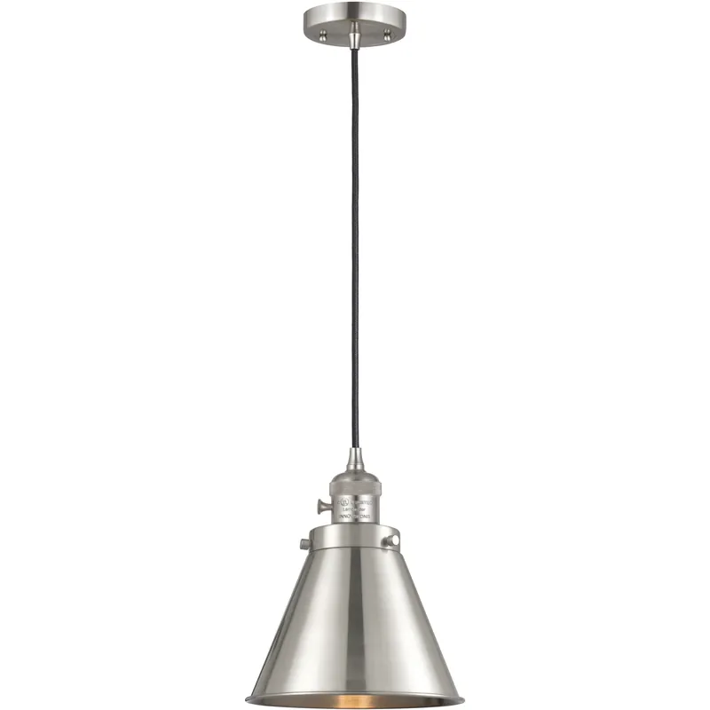 Luxury Franklin Restoration Appalachian 1 Light 8 inch Brushed Satin Nickel Mini Pendant Ceiling Light in Incandescent