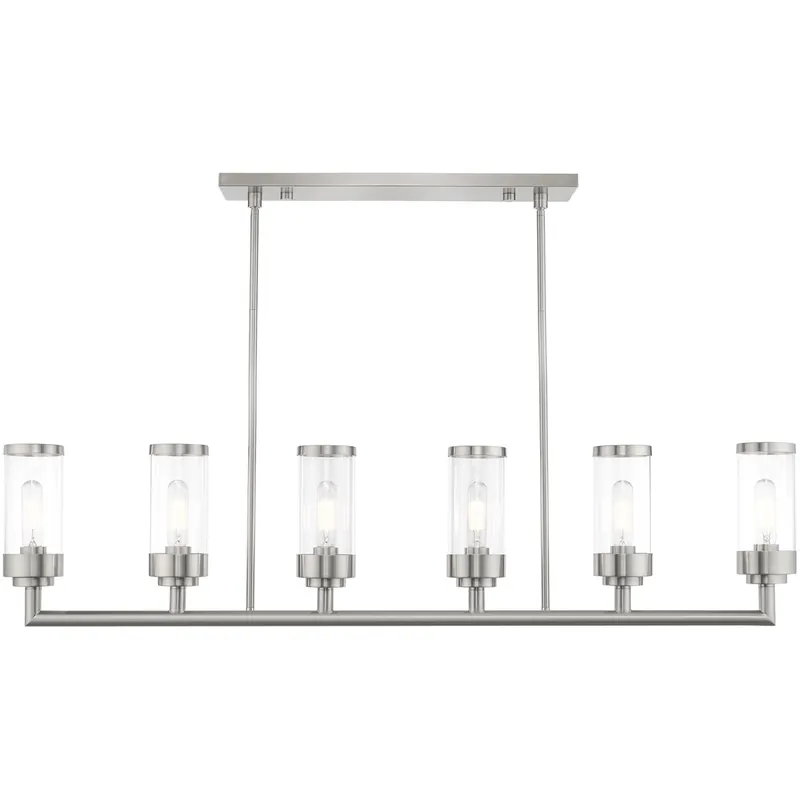 Hillcrest 6 Light 48 inch Brushed Nickel Linear Chandelier Ceiling Light Top Pick