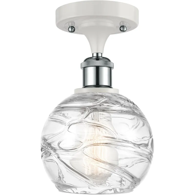 Ballston Small Deco Swirl 1 Light 6 inch White and Polished Chrome Semi-Flush Mount Ceiling Light, Ballston Today Only