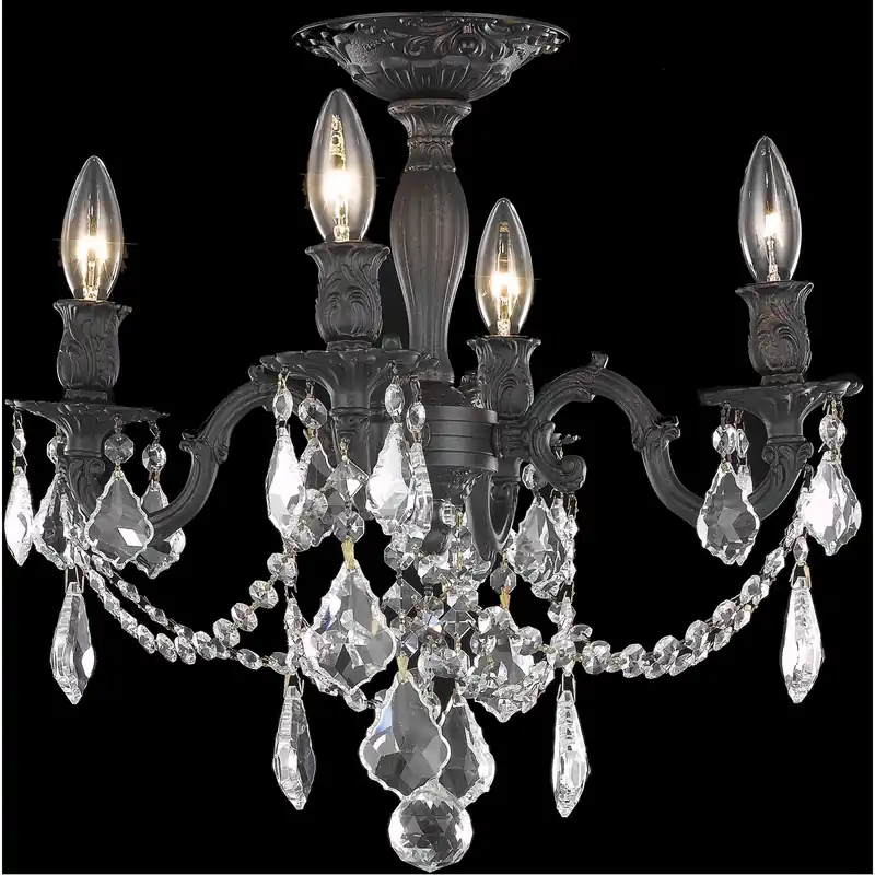 Rosalia 4 Light 17 inch Dark Bronze Flush Mount Ceiling Light in Golden Teak, Royal Cut Don’t Miss Out