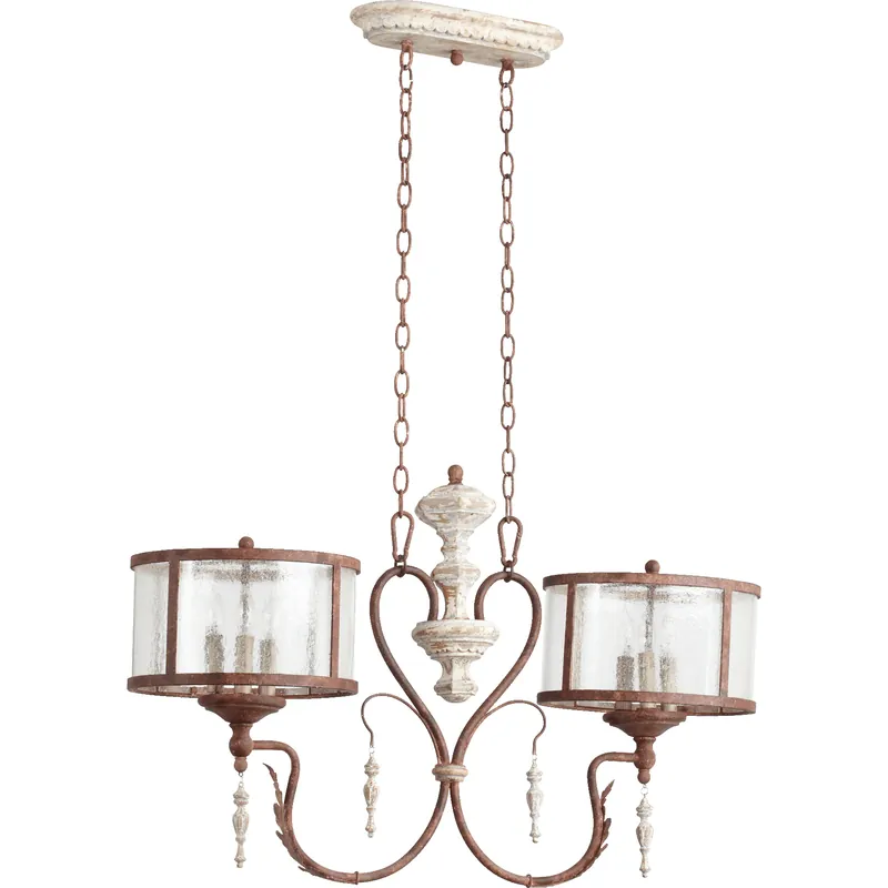 Affordable La Maison 6 Light 35 inch Manchester Grey with Rust Accents Island Light Ceiling Light