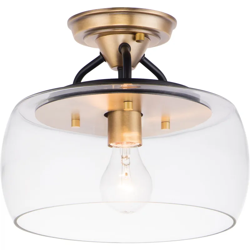 Goblet 1 Light 11 inch Bronze/Antique Brass Semi-Flush Mount Ceiling Light in Bronze and Antique Brass Fresh Stock