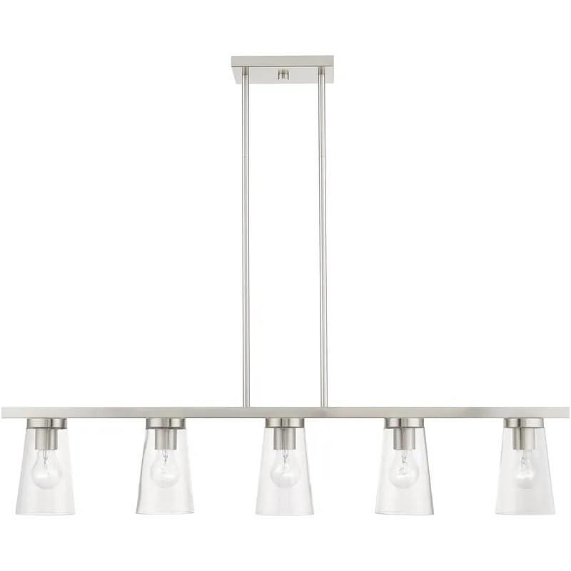 Cityview 5 Light 40 inch Brushed Nickel Linear Chandelier Ceiling Light Buy Direct