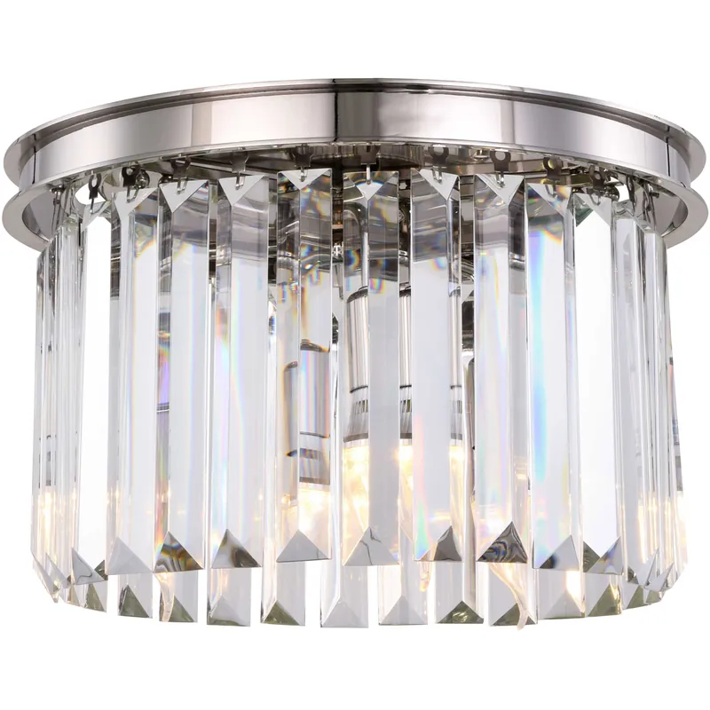Direct From Manufacturer Sydney 3 Light 16 inch Polished nickel Flush Mount Ceiling Light in Clear, Urban Classic