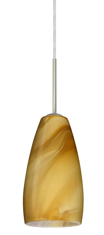 Brand New Chrissy 1 Light Satin Nickel Pendant Ceiling Light in Honey Glass