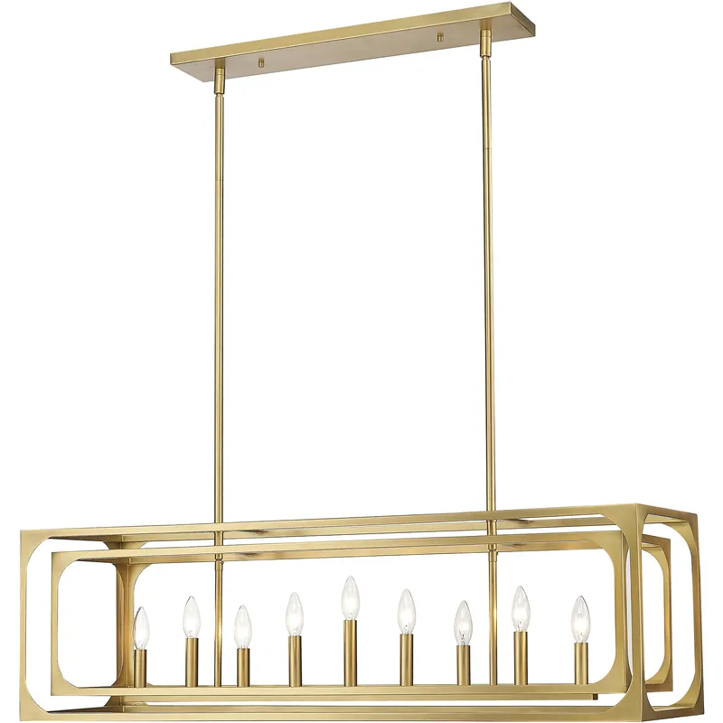 Genuine Easton 9 Light 44 inch Rubbed Brass Linear Chandelier Ceiling Light