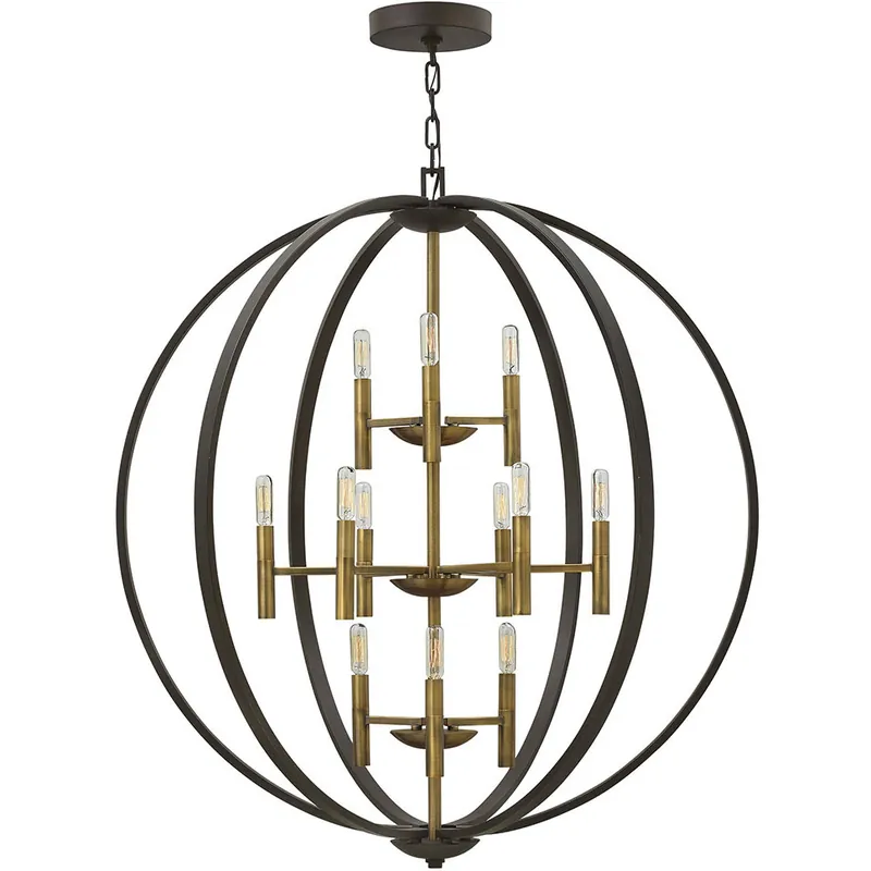 Euclid 12 Light 36 inch Spanish Bronze with Heirloom Brass Indoor Foyer Light Ceiling Light Today Only