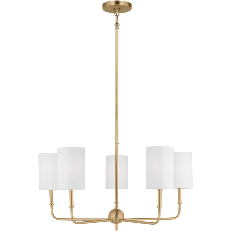 Today Only Foxdale 5 Light 26 inch Satin Brass Chandelier Ceiling Light