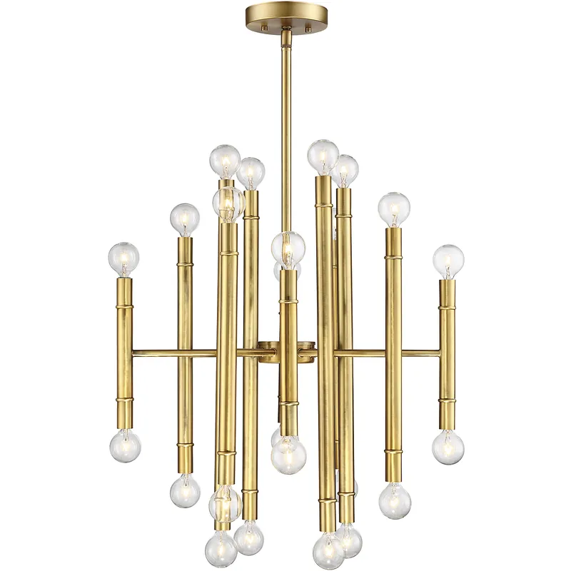 Mid-Century Modern 24 Light 22 inch Natural Brass Chandelier Ceiling Light High Quality