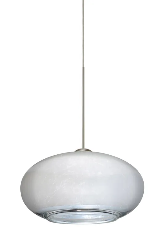 Popular Brio 1 Light Satin Nickel Pendant Ceiling Light in Silver Foil Glass, Halogen