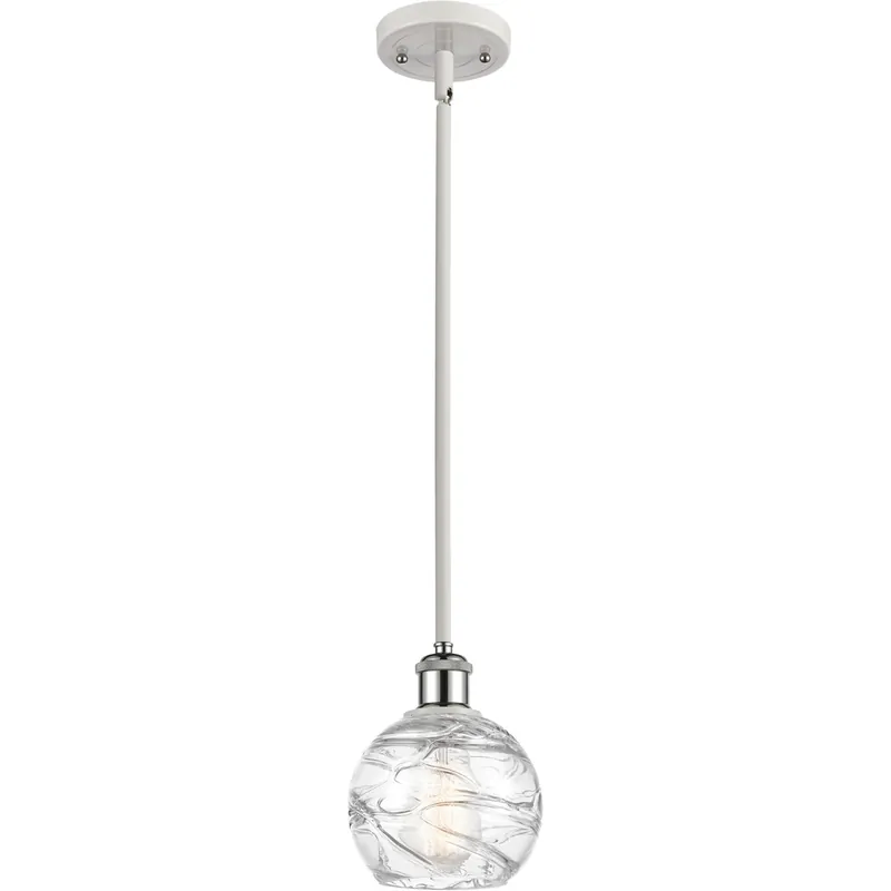 Limited Edition Ballston Small Deco Swirl 1 Light 6 inch White and Polished Chrome Pendant Ceiling Light, Ballston