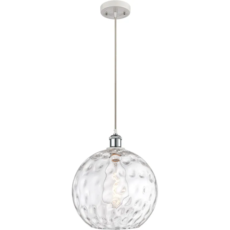 Low Price Ballston Athens Water Glass 1 Light 12 inch White and Polished Chrome Mini Pendant Ceiling Light