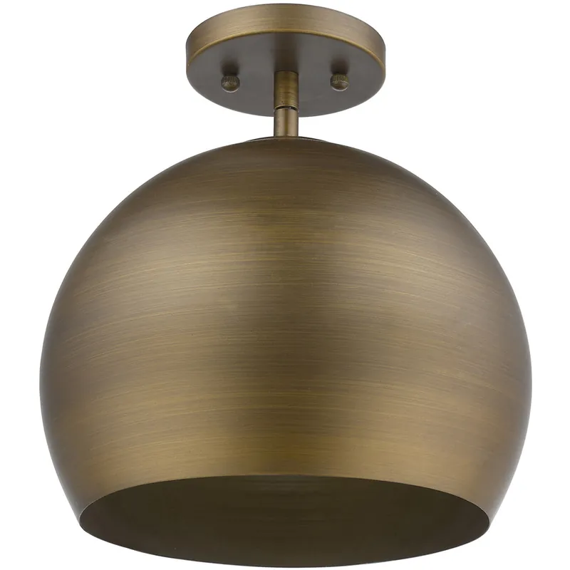 Brand New Latitude 1 Light 12 inch Hand Painted Antique Gold W/ Gold Interior Pendant/Semi-Flush Ceiling Light