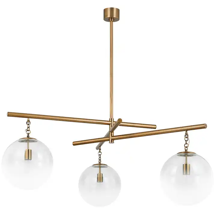 Crafted Wade 3 Light 59 inch Patina Brass Chandelier Ceiling Light