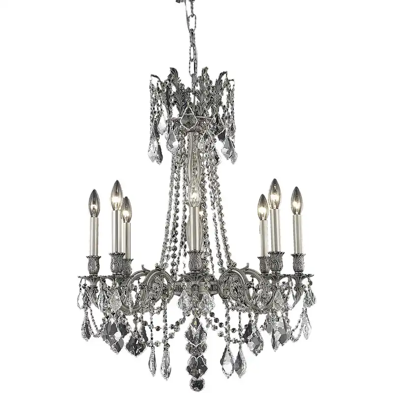 Money Back Guarantee Rosalia 8 Light 24 inch Pewter Dining Chandelier Ceiling Light in Clear, Royal Cut