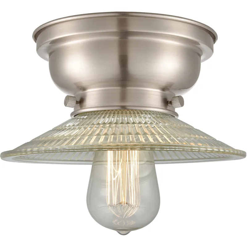 Hassle-Free Returns Aditi Halophane LED 9 inch Oil Rubbed Bronze Flush Mount Ceiling Light in Clear Halophane Glass, Aditi
